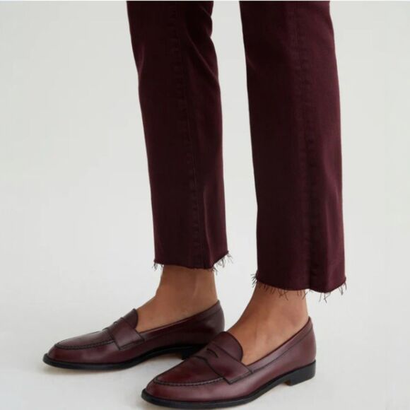 AG Farrah Boot Crop Jeans 26 High Rise Wine Purple Denim Raw Hem Flare - Picture 3 of 14